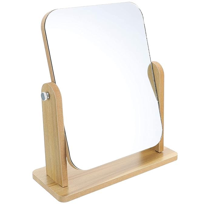 Gabani fashion Eco-Friendly Wooden Finish Table Mirror – Modern Aesthetic for Home & Office Use | Rotating Wood Vanity Mirror-image-31