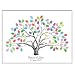 shelling home Thickening Waterproof Fingerprints Tree, 23.6'' Creative DIY Guest Signature Sign-in Book Canvas Fingerprints Tree Painting for Wedding Birthday Party with 12 PCS Ink Pads