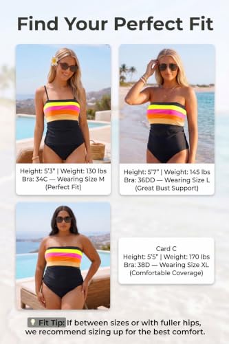 Image of Daci Women Strapless Tankini Tummy Control 2 Piece Bandeau Swimsuit