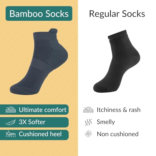 Image of SuperGeneriX Bamboo Socks for Men, Odor-Free & Soft Bamboo Socks, Cushioned & Breathable Socks, Durable Bamboo Socks
