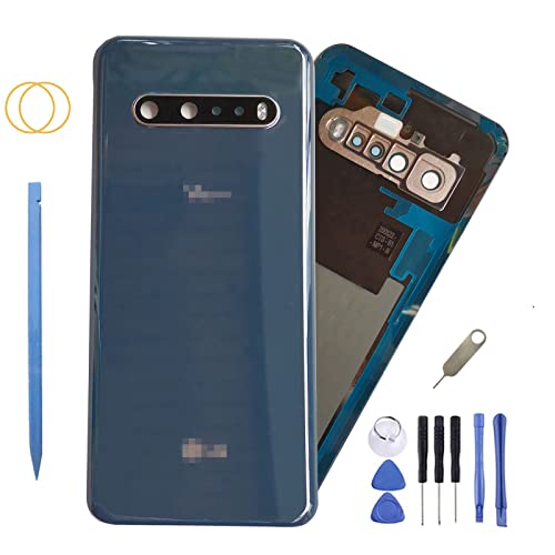 V60 ThinQ Battery Rear Back Glass Cover Replacement for LG V60 ThinQ with Camera Glass Lens and Frame Tape (Blue)