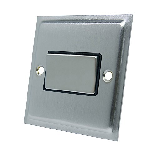 Slimline Satin Chrome Fan Isolator Switch Black Insert Metal Rocker Switch - 10 Amp 3-Pole Fan Isolator Switch