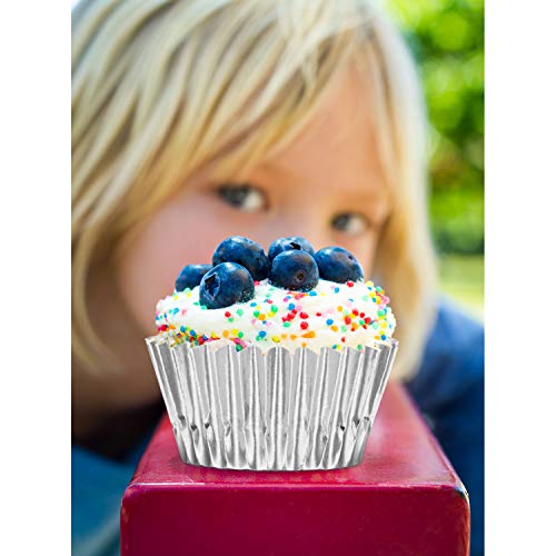 Image of Sumind 400 Pcs Mini Foil Cupcake Liners Holiday Baking Cups,Silver