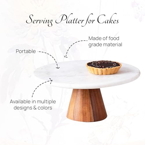 Image of nestroots Marble Cake Stand | 12-Inch Dessert Platter for Cupcakes, Pies & Pastry | Elegant Display for Parties, Birthday, Weddings & Home Decor