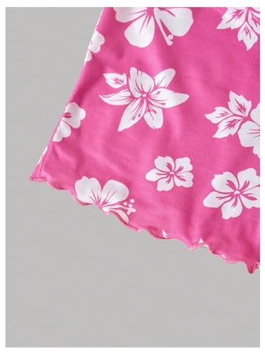 WDIRARA Girl's Boho Cami Top Floral Printed Sleeveless Tube Tops Halter Strap Ruched Tank Tops4