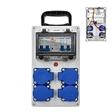 Coffret Électrique de Chantier 230 V Tableau Electrique Mural avec Disjoncteur répartiteur de courant 16 A IP67 Distributeur de Courant Électrique avec Disjoncteur coffret chantier