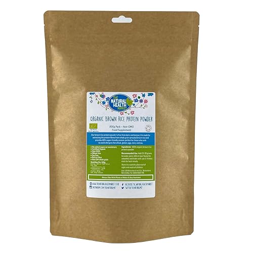 Organic Brown Rice Protein Powder by The Natural Health Market Vegan Protein Source 80% Protein by Weight (800g)
