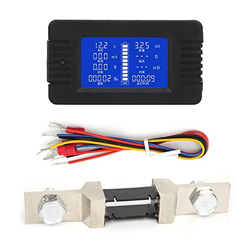 Multifunctional Battery Meter CurrentVoltage Power Energy Consumption Capacity Tester with 200A Shunt LCD Better Visual Experience High Strength Material Applicable for Battery