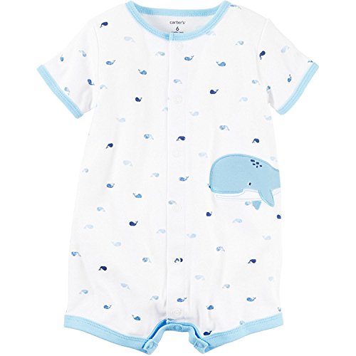 Carter's Baby Boys Whale Schiffli Snap Up Romper 9 Months White