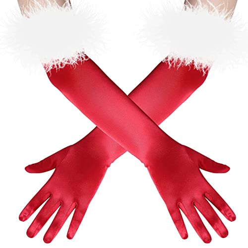 Adrosstoller Cuff Long Sleeve Gloves Banquet Dress Gloves Solid Color Warm Polyester Elastic Autumn Winter Driving Glove