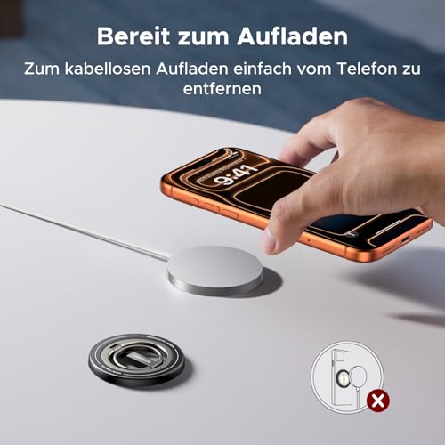 UGREEN Handy Ring Halterung für MagSafe, Doppelseitige Handyringhalterung Finger, 360°Drehung Handy Griff Halter für iPhone 17/16/15/14/13/12 Pro Max und Magsafe Hülle