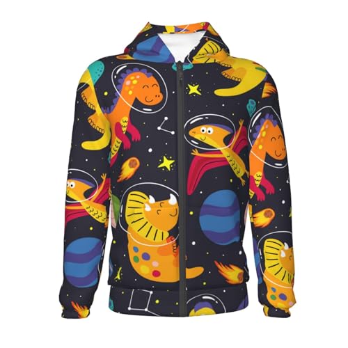 Dinosaurs in Space Kid Hoodies Boys Zip Up Sweatshirts Girls Pullover with Pocket2