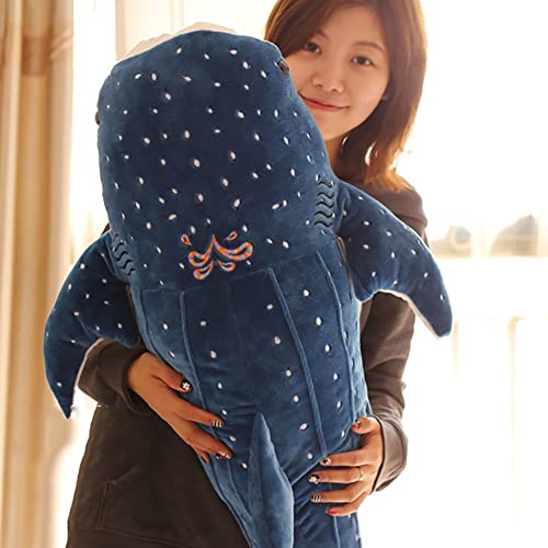 Stuffed Whale Shark Animal Plush Toy Soft Shark Plush Sofa Cushion Back Cushion Hugging Pillow For Kids Adults Birthday Gift Blue 50Cm #TOP4