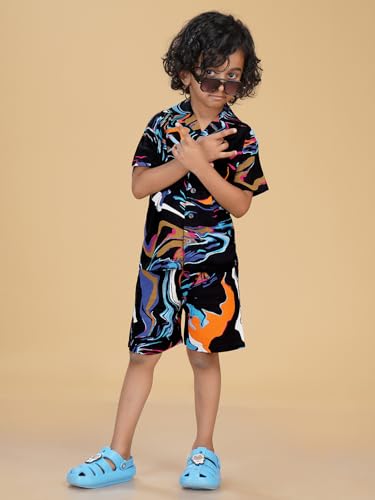 Image of Ninos Dreams Boys Cotton Rayon Coord Set with shorts /Holiday Shirt & Shorts