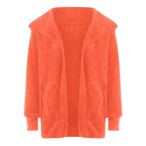 TANGNADE Sherpa Jacket Women with Hood Fleece Fuzzy Hooded Casual Coats Winter Cardigan Open Front Coat Outwear4