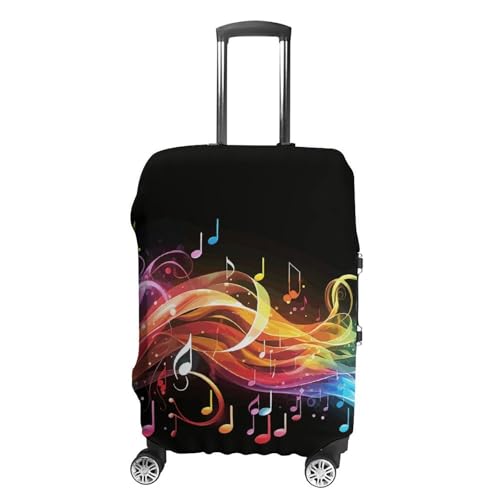 Rainbow Musical Note Melody Luggage Cover, Washable Elastic Suitcase Cover Protector Fit 18-32 Inch Luggage