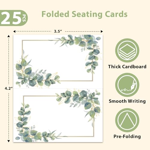 Panneaux de table eucalyptus, cartes de placement mariage et anniversaire