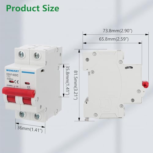Miniatura 8 de Wengart Interruptor De Circuito Fotovoltaico De Dc 2p 50a,500v,Disyuntores Solares En Miniatura Para Sistemas Solares Y Sistemas De Comunicación.