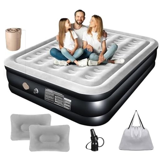 Colchão de ar Queen 2,05 * 1,55M com Bomba de ar Elétrica Recarregável Embutida, Design Hermético com Inflação e Deflação Rápidas e Automáticas, para Casa, Viagens e Acampamentos (Preto e Branco)