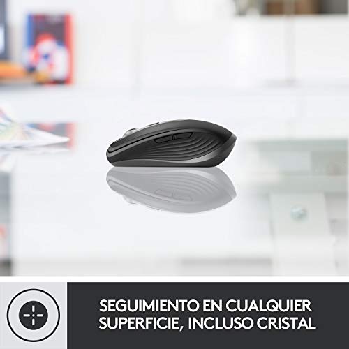 Mouse sem fio Logitech MX Anywhere 3 Compacto, Confortável, Uso em Qualquer Superfície, USB Unifying ou Bluetooth, Recarregável para Apple Mac, iPad, Windows PC, Linux, Chrome - Grafite glide