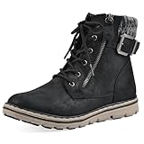 CLIFFS BY WHITE MOUNTAIN Shoes Kelsie Women's Lace-up Hiker Style Bootie, Black/Fabric, 8.5 M