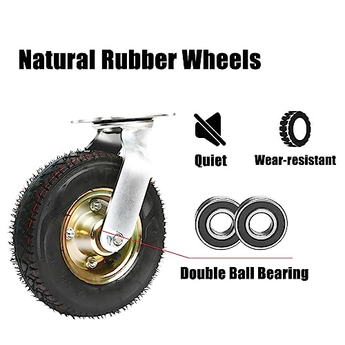 4 ruedas giratorias/fijas de goma, rueda neumática, ruedas para muebles, antideslizantes, sin ruido, con tornillos, para muebles, banco de trabajo, carro