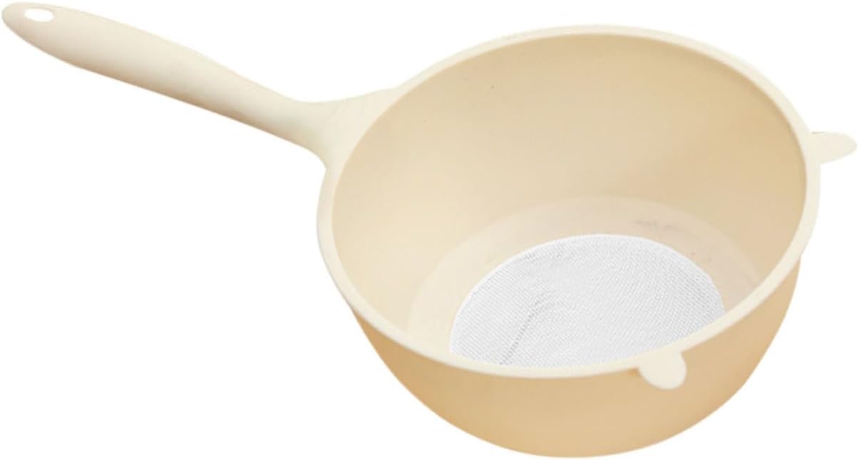 Reusable Strainer Basket for Fruits and Vegetables Kitchen Drainer with Handle Design Multi-functional Mesh Filter for Cooking and Food Preparation Creamy White Small