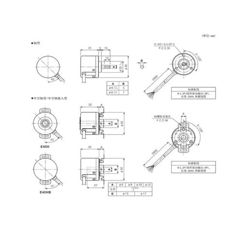 Encodeur rotatif E40HB12 1000 2500 3 T 24 capteur de phase pour automates