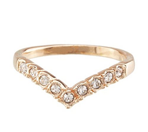 Happy M 18k Yellow Gold Plated Princess Crown Design Cubic Zirconia Channel Set Wishbone Ring Rose Gold 6