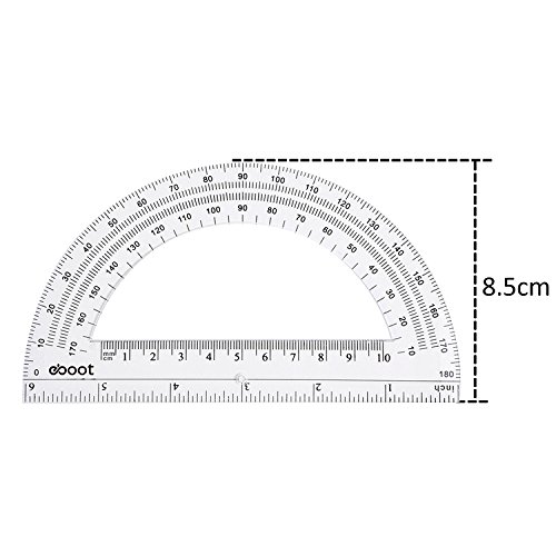 eboot plastic protractor math protractors 180 degrees 6 inch pack of 2 clear