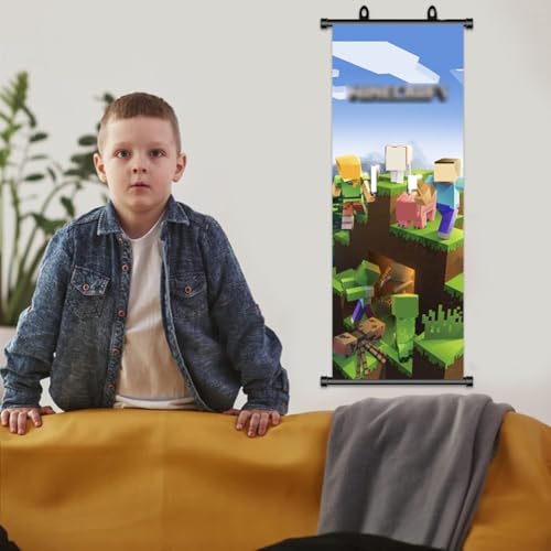 MIFKLMV Miner Pósteres Scroll,Píxeles Scroll Painting Art,Anime Póster Scroll,Creeper Póster Decoración,Creep Pared Colgante Pósteres Poster 25x75CM -B