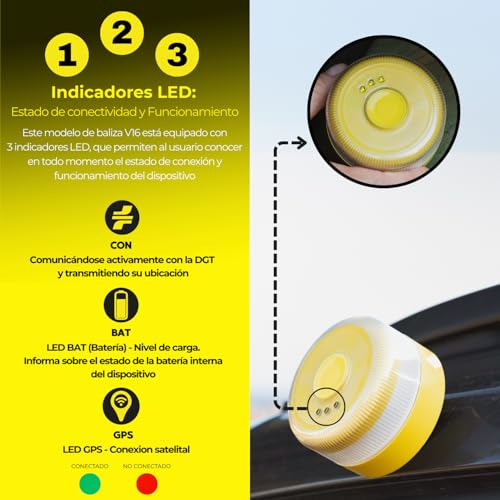 Miniatura 4 de Isse Safety Baliza V16 Homologada Dgt Sim Y Datos Incluidos Hasta 2038 - Luz Emergencia Coche Homologado Dgt 3.0 - V16 Con Geolocalización Obligatoria Enero 2026 V16 Homologada Dgt