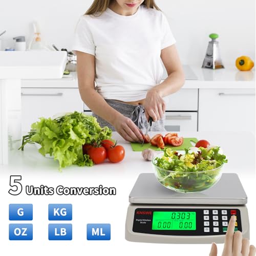 KNSWE Bascula Grande Peso de Cocina Digital 10kg Acero Inoxidable Balanza Precision 1g Función Tara Conteo Cero Para Hogar y Repostería Electrodomesticos Báscula Kilogramos Libras Onza - imagen 4