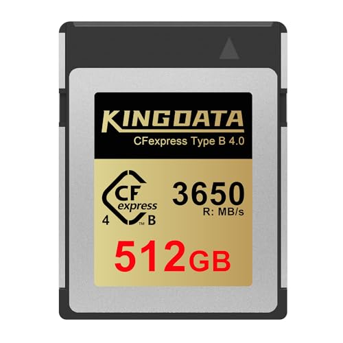 KINGDATA Tarjeta CFexpress 4.0 Tipo B 512GB, hasta 3650 MB/s de Lectura, 8K Raw Vídeo, Alta Velocidad Tarjeta de Memoria CFE Type B Card Compatible con DSLR, Cámara