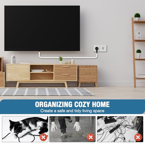 Kabelkanal selbstklebend Kabelbrücke Boden halbrund Kabelkanäle flexibel Kabelschacht flach Kabelabdeckung für Kabel Verstecken und Kabelschutz (Weiß, 7mm×14mm×6m)