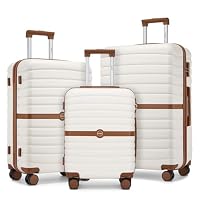 Kono 3PCS ABS+PC Hard Shell Suitcase Set: Cabin, Medium, Large Luggage