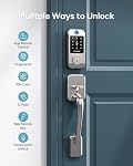 SMONET Verrouillage de porte sans clé avec poignée, intégré WiFi Serrures intelligentes pour porte d'entrée, Empreinte digitale Smart Deadbolt pour porte avant, APP Télécommande, Facile à installer, Auto-Lock, Argent
