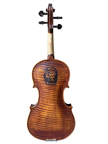 Guanbao Antique Violin Outfit 4/4 Full Size with Ebony Fittings, Solid Maple Wood/Accessories including Case, Bow, Extra Strings, Rosin, Shoulder Rest-Adult, Kids-Stringed Musical Instruments