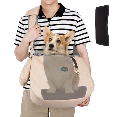 Ownpets Hundetragetasche, Große Hundetasche bis 11kg, Tragetuch Hund, wendbare und freihändige Hundetasche mit verstellbarem Gurt und Schulterpolster für Outdoor