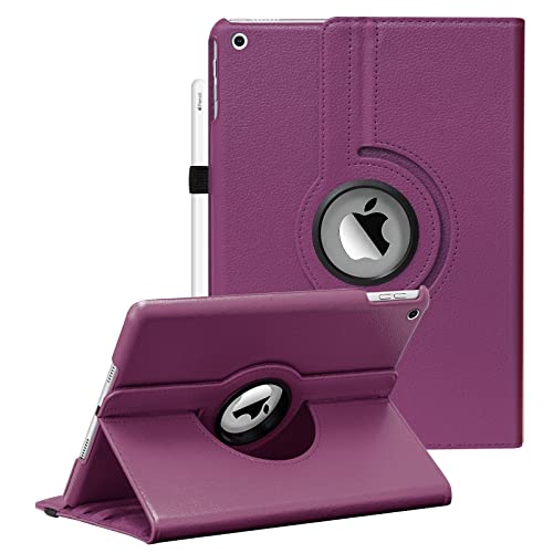 360-Degree Rotating Case for iPad 10.2 Inch - Fits 9th/8th/7th Generation (2021/2020/2019) - Sleep/Wake Function (Purple)