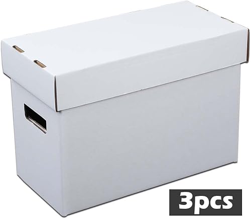 Miniatura 2 de G-PLUS Paquete de 3 cajas de cómics de almacenamiento de cómics con capacidad para 150-175 cómics plegables y apilables, caja corta de cómics a