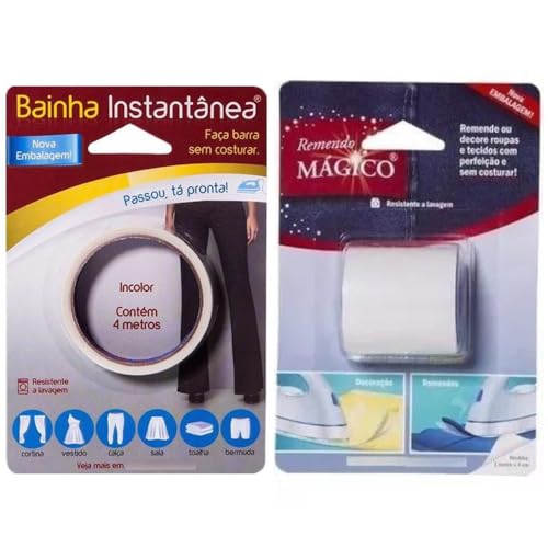 Combo Fita Bainha Instantânea Sem Costura e Remendo Mágico Dispensa Linha e Agulha Ajustes e Reparos