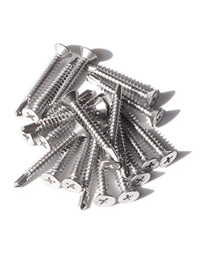Image of IMScrews 50pcs #8 x 1-1 /2 inch Stainless Flat Head Phillips Self Drilling Screws, 410 Stainless Steel Full Thread Sheet Metal Tek Wood to Metal Screws