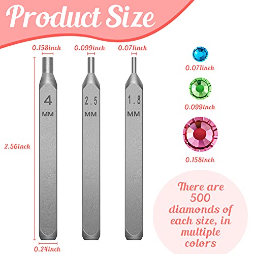 image for Zhehao Flat Back Crystals Setter Metal Stamping Punches Kit Includes 3