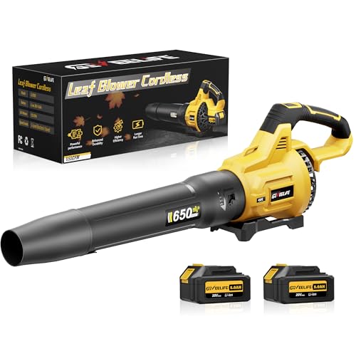 Leaf Blower Cordless, 650CFM & 3 Speed Levels, Electric Cordless Leaf Blower with 2  5.0Ah Battery Powered, Blowers for Lawn Care, Yard, Blowing Leaves, Dust, Snow