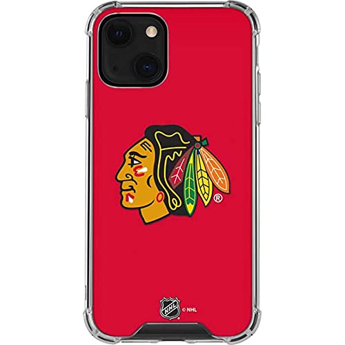 Skinit Clear Phone Case Compatible with iPhone 13 - Officially Licensed NHL Chicago Blackhawks Solid Background Design