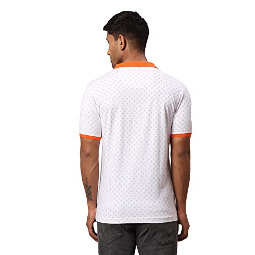 Image of Park Avenue Men's Pure Cotton Print Pattern Slim Fit Rib Collar Polo Neck Half Sleeve Casual T-Shirt