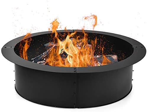 Giantex Fire Ring Heavy Duty Thick Solid Steel Fire Pit Liner 36-Inch Outer/30-Inch Inner Diameter, DIY Fire Pit Rim Above or In-Ground for Outdoor, Patio, Backyard