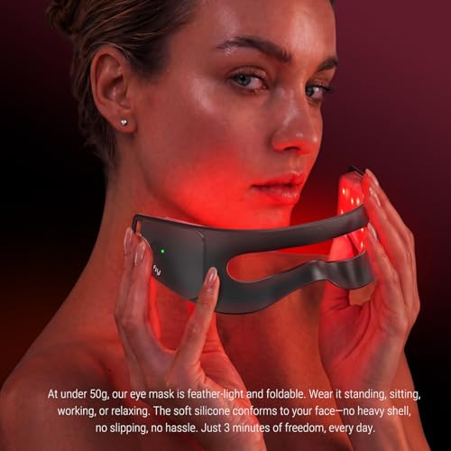 Image of Red Light Therapy Mask - Red Light Therapy for Eyes with 3-Minute, 4 Wavelengths, Targets Wrinkles, Fine Lines, Dark Circles & Eye Bags, Women Men for Home & Travel (Black)