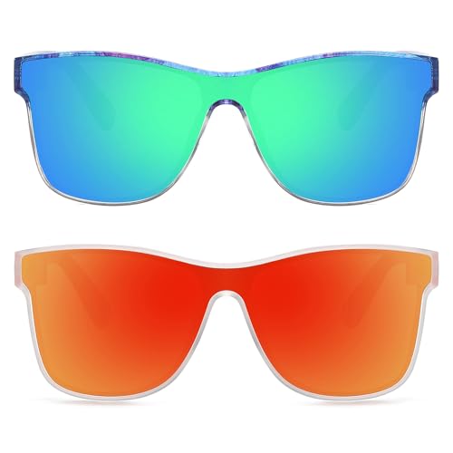 Image of DUBERY Fashion Polarized Sunglasses for Women Men 100% UV Protection Trendy Siamese Lens Shades D8030
